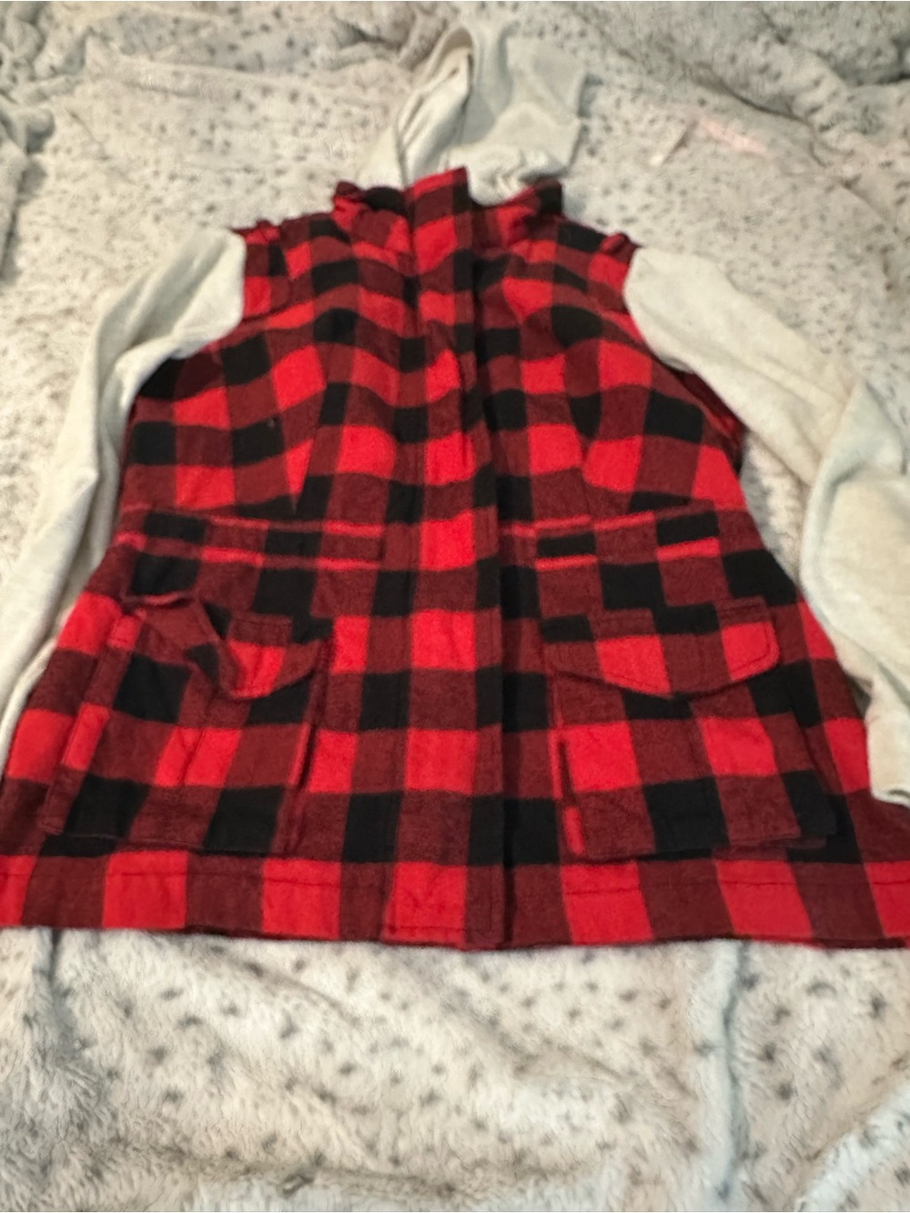 Entro Red and Black Buffalo Plaid Hooded Vest - Jackets & Coats